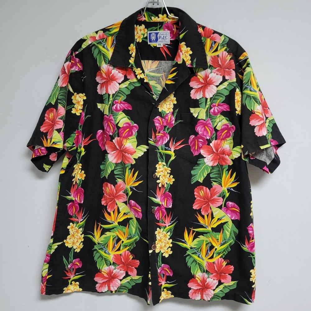 RJC Hawaiian Shirt Mens XL Tropical Casual Button Floral Short Sleeve